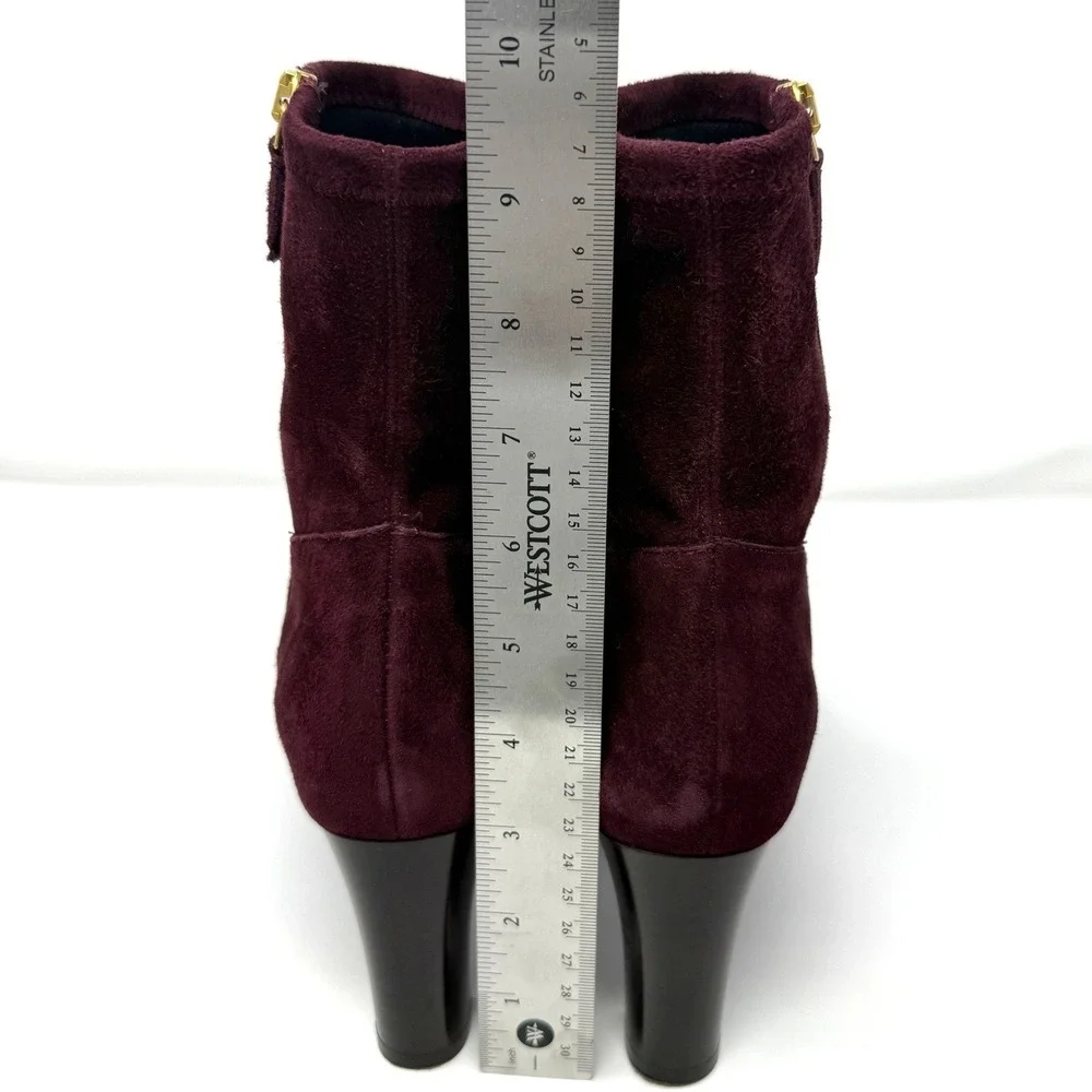NWT LK Bennett Kayla Burgundy Suede Ankle Boots Made in Italy‎  Block Heel 38.5